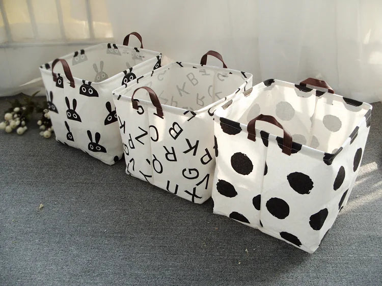 Cotton Linen Laundry Basket
